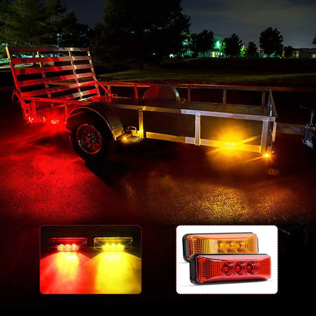 Trailer Light 3.9" Amber Red LED Fender/Side Marker Light (2 Pairs)