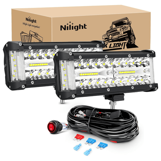 Side Shooter LED Light Bar 2PCS 7Inch Triple Row Spot Flood Combo Lights