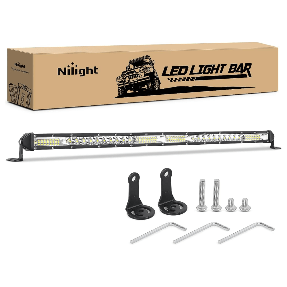 20 Inch 156W 52LED Single Row Ultra-Slim Spot Flood LED Light Bars Nilight