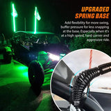 LED Whip Light 2Pcs 5FT Spiral Antenna W/ Spring Base Led Whip Light RF Remote Control | 8.6FT Wire 5Pin Switch