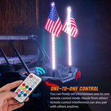 LED Whip Light 2Pcs 3FT Spiral Antenna W/ Spring Base Led Whip Light RF Remote Control | 8.6FT Wire 5Pin Switch