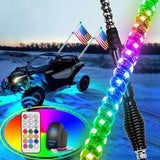 LED Whip Light 2Pcs 6FT Spiral Antenna W/ Spring Base Led Whip Light RF Remote Control | 8.6FT Wire 5Pin Switch