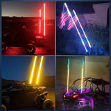 LED Whip Light 2Pcs 6FT Spiral Antenna W/ Spring Base Led Whip Light RF Remote Control | 8.6FT Wire 5Pin Switch