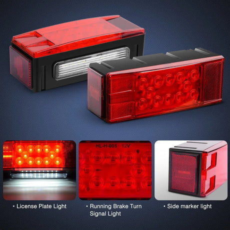 Trailer Light Submersible Low Profile Rectangular LED Trailer Light Kit (Pair)