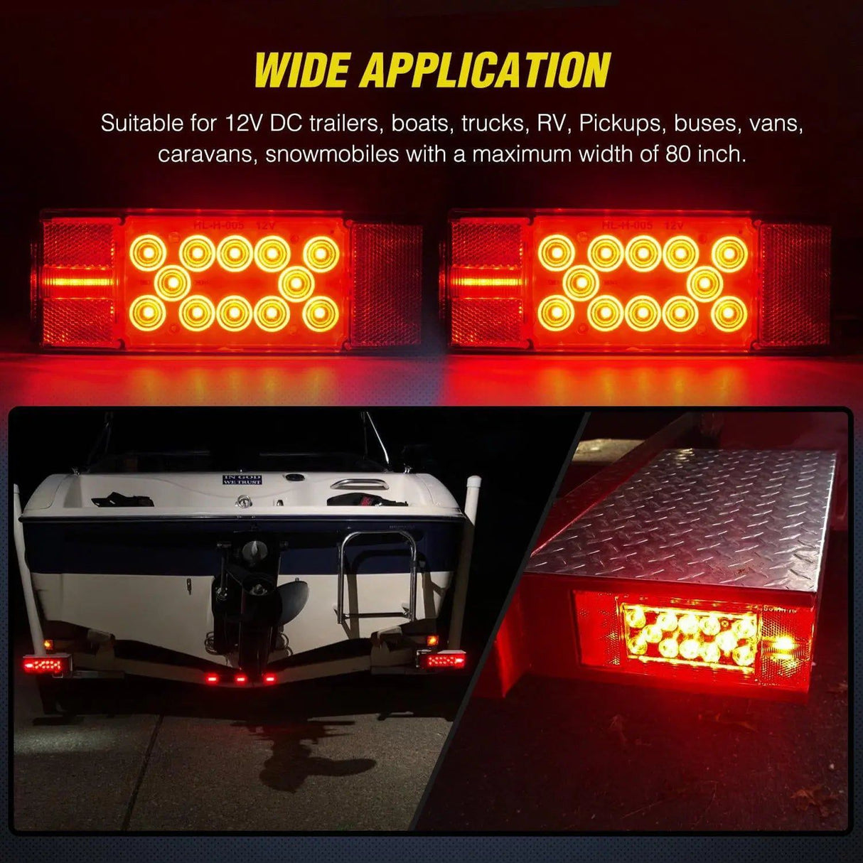 Trailer Light Submersible Low Profile Rectangular LED Trailer Light Kit (Pair)