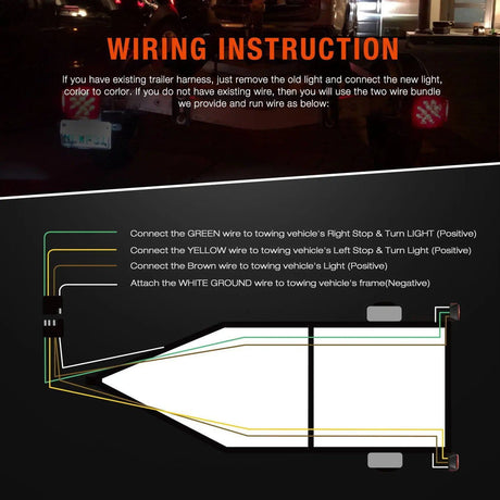 Trailer Light Submersible Square LED Trailer Light (Pair)