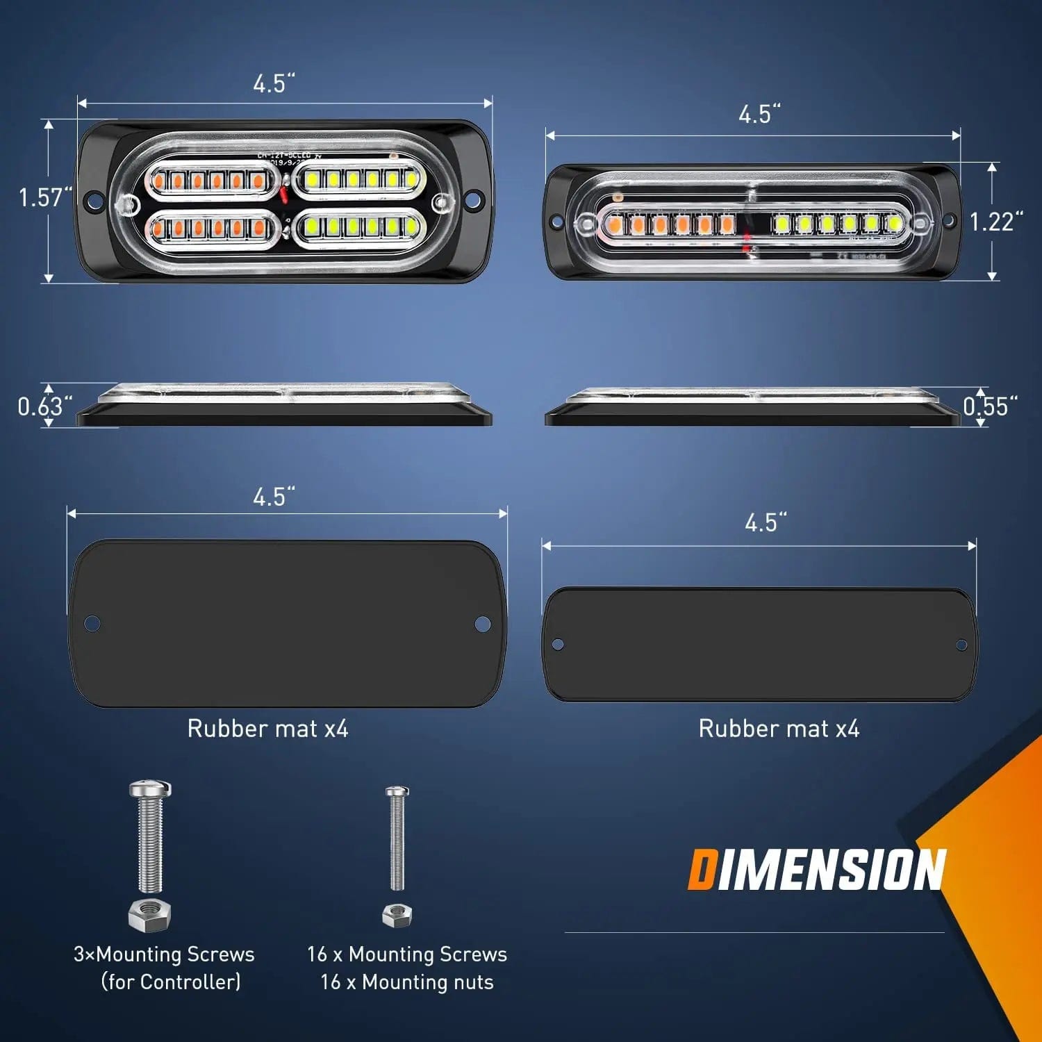 Surface Mount Led Strobe Light Kit (8 Pcs) Nilight