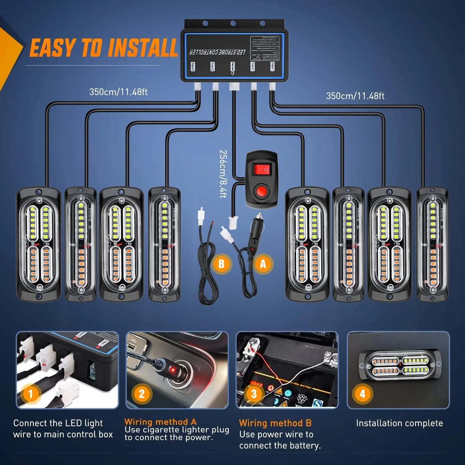 Surface Mount Led Strobe Light Kit (8 Pcs) Nilight