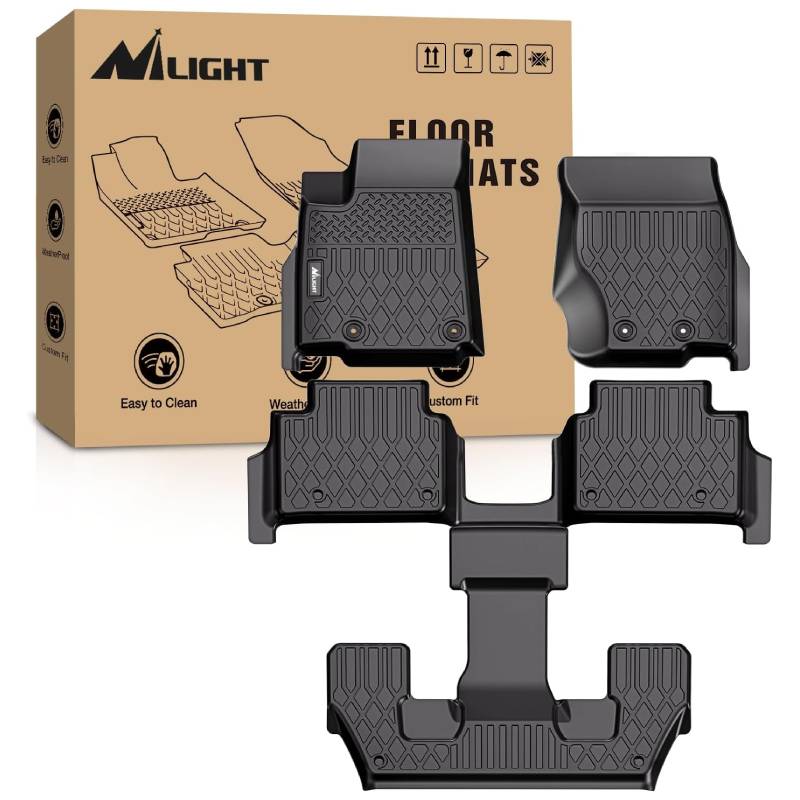 2021-2024 Jeep Wrangler JL Unlimited 4 Door 6 Passenger Without Center Console TPE Floor Mats Nilight