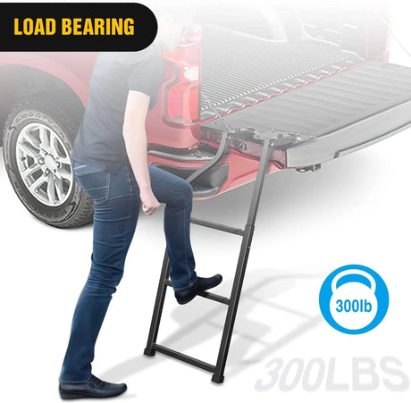 Tailgate Ladder For Pickup with Aluminum Step Grip Plate Nilight