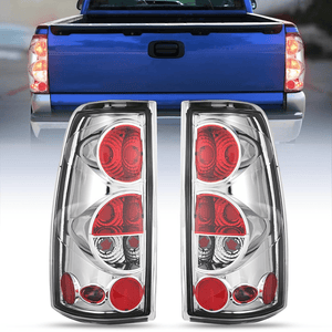 1999-2007 Chevy Silverado 1999-2002 GMC Sierra Taillight Assembly Rear Lamp Classic Body OE Style Chrome Housing Clear Lens Nilight