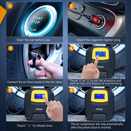 Tire Inflator Digital Touch Screen Nilight