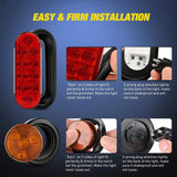 Trailer Light Box Kit | 6 Inch Oval Red Tail Lights | 2 Inch Round Amber Side Marker Lights Nilight