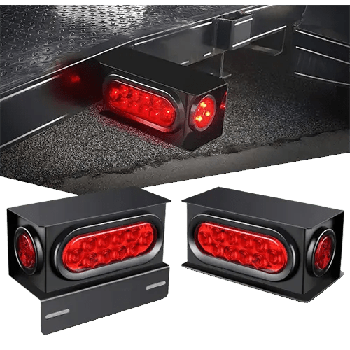 Trailer Light Trailer Light Box Kit | 6" Oval Red Tail Lights | 2" Round Red Side Marker Lights