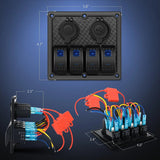 switch panel 4Gang ON/Off Blue Rocker Switch Panel w/ USB Charger Power Socket Fuse