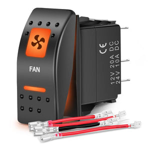 5Pin SPST On/Off UTV Fan Rocker Switch Orange Backlit Nilight