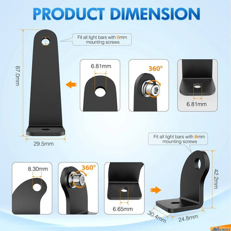 Universal Side-Mounted Adjustable Different Height Brackets (Pair) Nilight