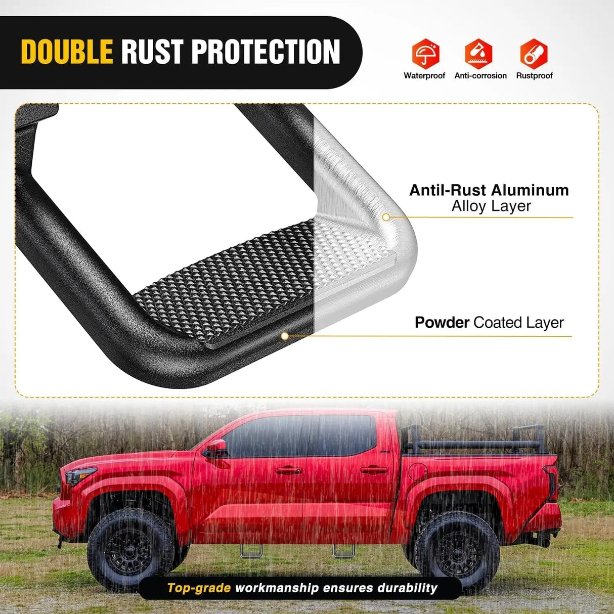 Universal Side Step Slip-Proof Aluminum Nerf Bars For Chevy Ford Toyota GMC Dodge RAM Truck 4PCS Nilight