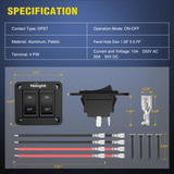 2 Gang ON-Off Switch Panel 12V 20A  4 PIN DPST Toggle Switch Nilight