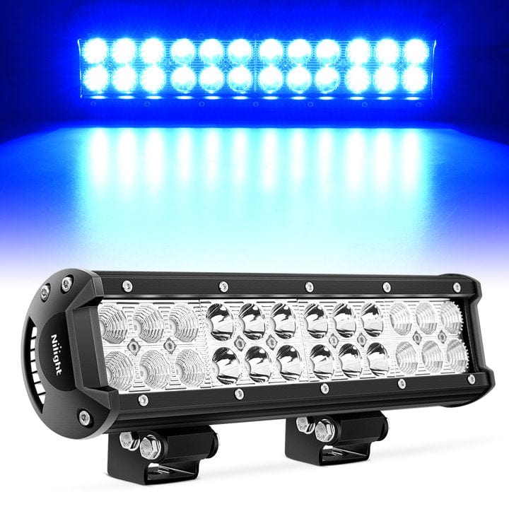 72W 12Inch Spot Flood Combo Led Light Bar- Blue Beam Nilight