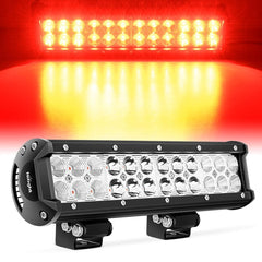 72W 12Inch Spot Flood Combo Led Light Bar- Red Beam