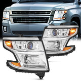 2015-2020 Chevy Tahoe Suburban Headlight Assembly Chrome Housing Amber Reflector Clear Lens Nilight