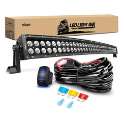 42 Inch 240W Double Row Black Curved Spot Flood LED Light Bar | 14AWG Wire 5Pin Switch
