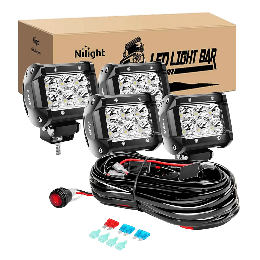  Nilight 18W Spot LED Light Bar & 10 FT Wiring Harness Kit
