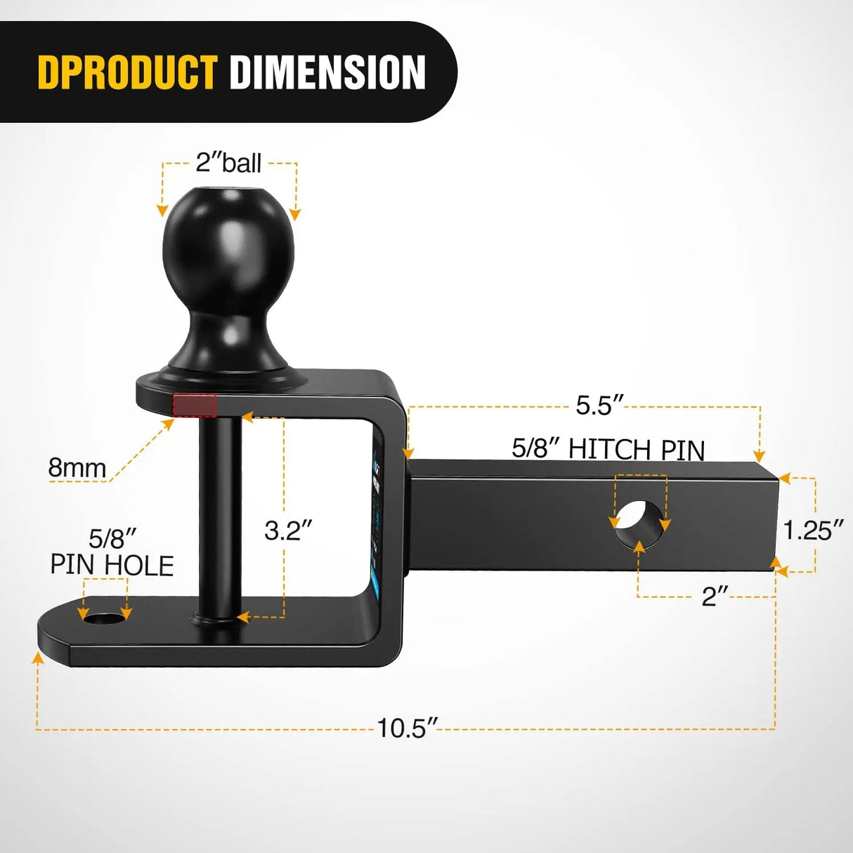 3 in 1 Multi Hitch Mount with 2" Ball (1.25" Shank, 5000 lbs) Nilight