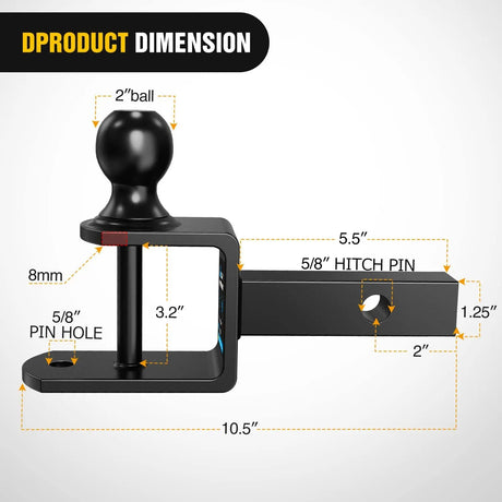 3 in 1 Multi Hitch Mount with 2" Ball (1.25" Shank, 5000 lbs) Nilight