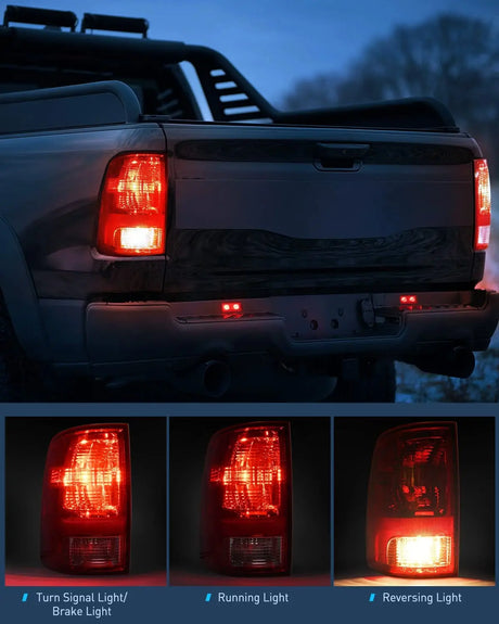 Trailer Light Nilight Driver Side Taillight Assembly for 2009 2010 2011 2012 2013 2014 2015 2016 2017 2018 Dodge Ram 1500 2500 3500 Rear Lamp Replacement OE Style w/Bulbs and Harness Left Side, 2 Year Warranty