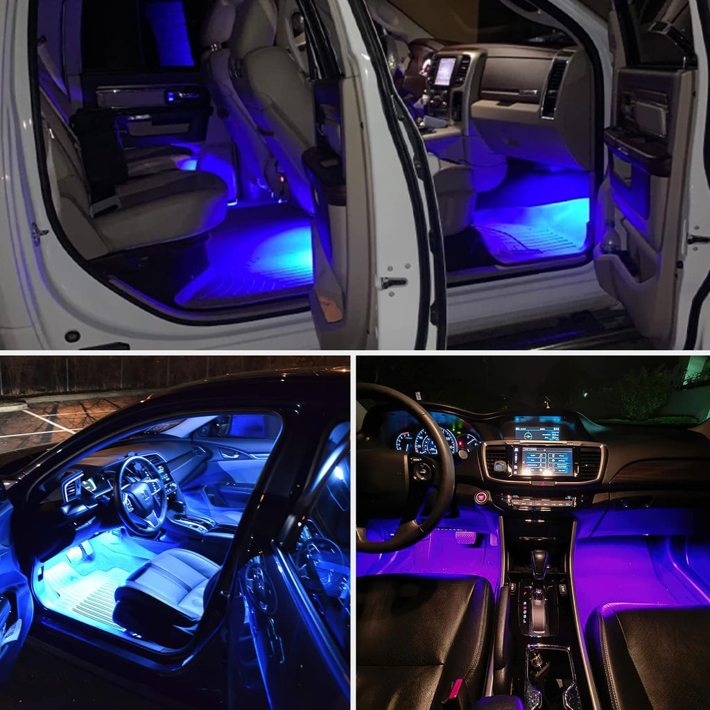 Interior Car Lights, Car Led Lights Interior 4 Pcs 48 Led Strip Light For  Car With Remote, Music Sync Color Change RGB Under Dash Car Lighting With  Car Charger 12V LED Lights