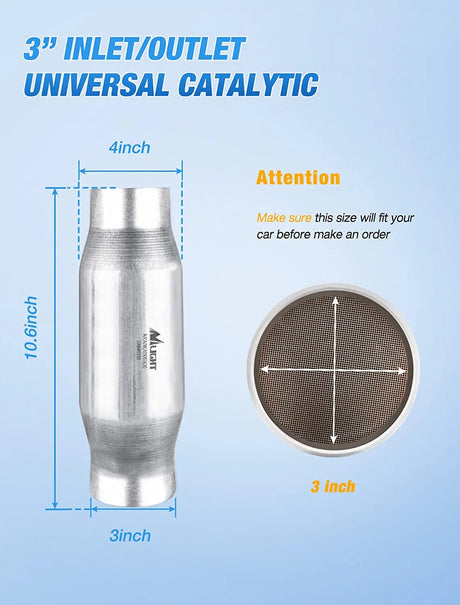 3" Inlet/Outlet Universal Catalytic Converter Nilight