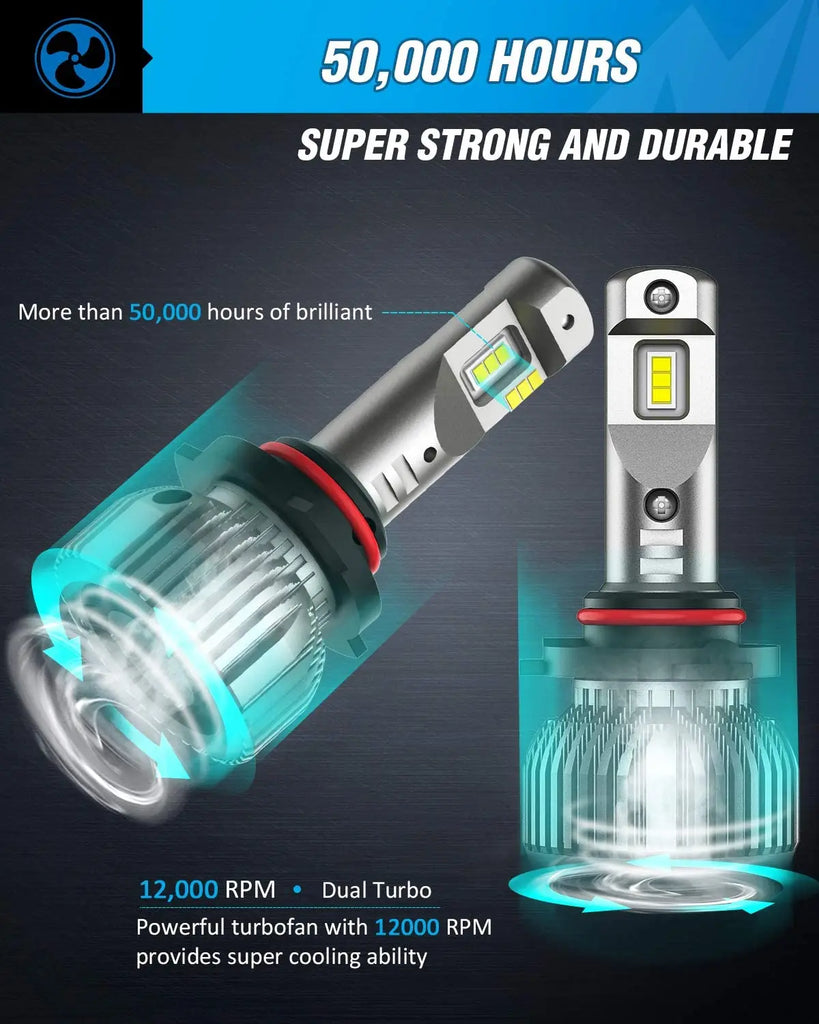 9005 9006 LED Headlight Bulbs E30 Series 140W 28000LM 6500K IP67 | 4 BULBS