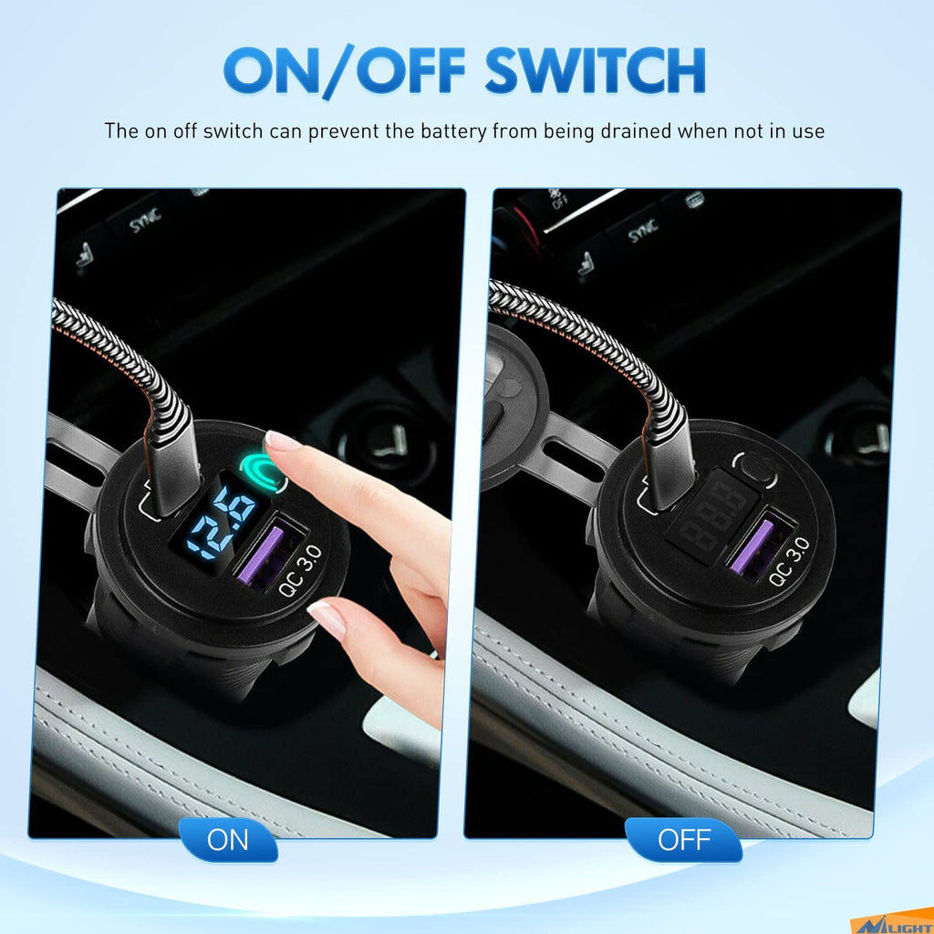 日本正規品 シガーソケット Nilight 車 QC Android/iOSに適用