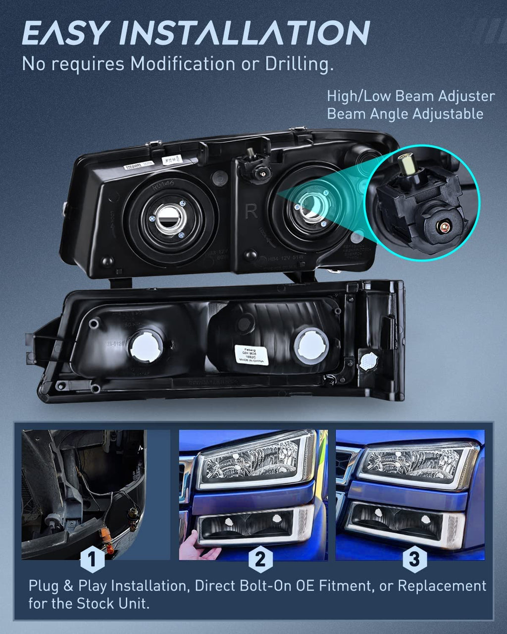 Headlights Assembly， KAX Headlight Assembly +Bulbs Kit
