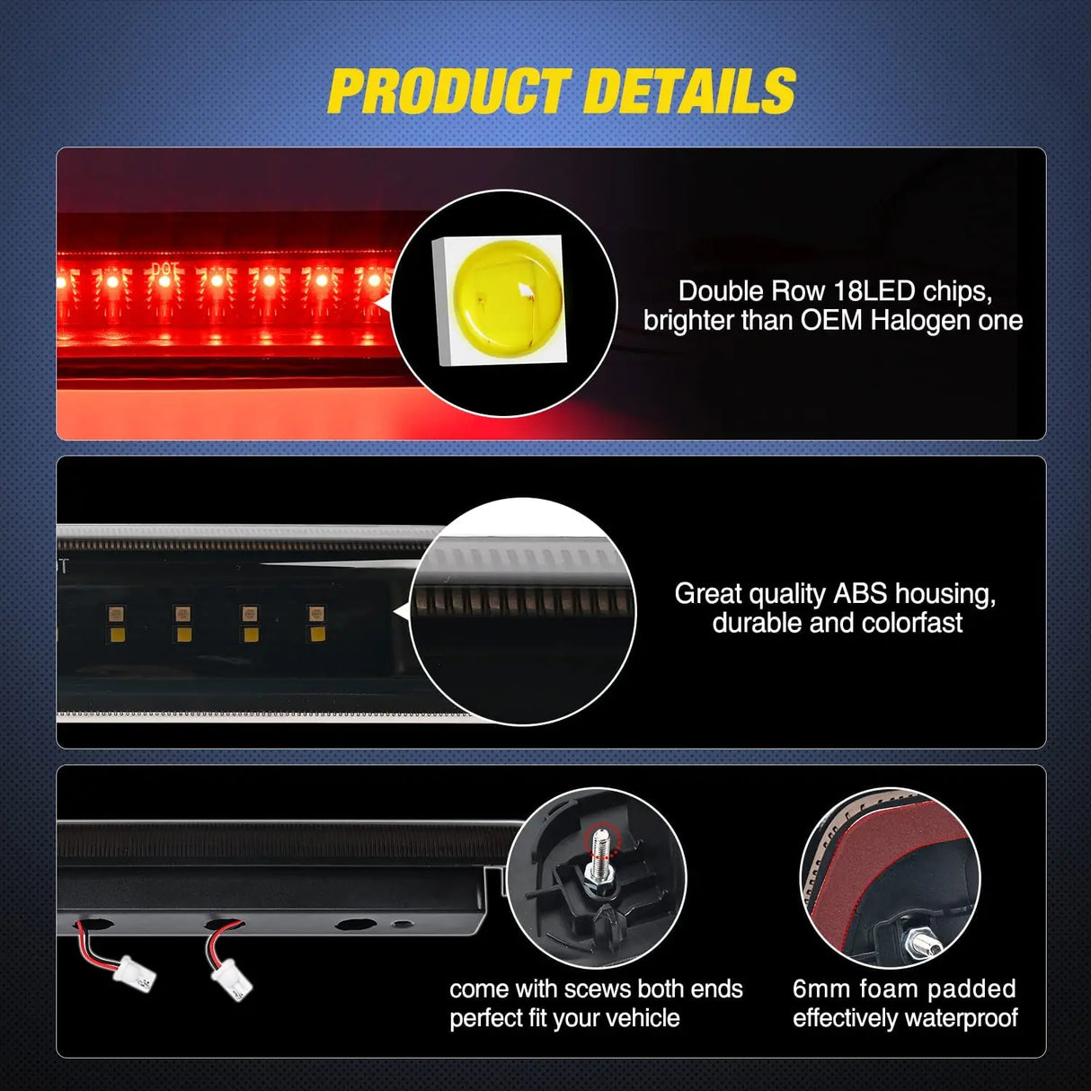 Accessories Nilight Third Brake Light Tail High Mount 3rd Stop Cargo Reverse LED Lights Compatible with 2009-2014 Ford F150 Come with Seal Foam Gasket, 2 Years Warranty