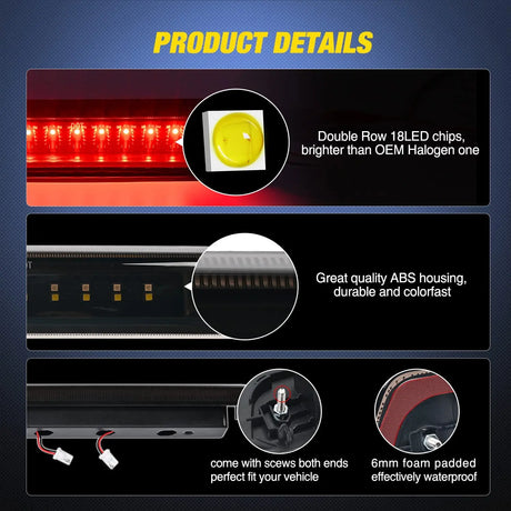 Accessories Nilight Third Brake Light Tail High Mount 3rd Stop Cargo Reverse LED Lights Compatible with 2009-2014 Ford F150 Come with Seal Foam Gasket, 2 Years Warranty