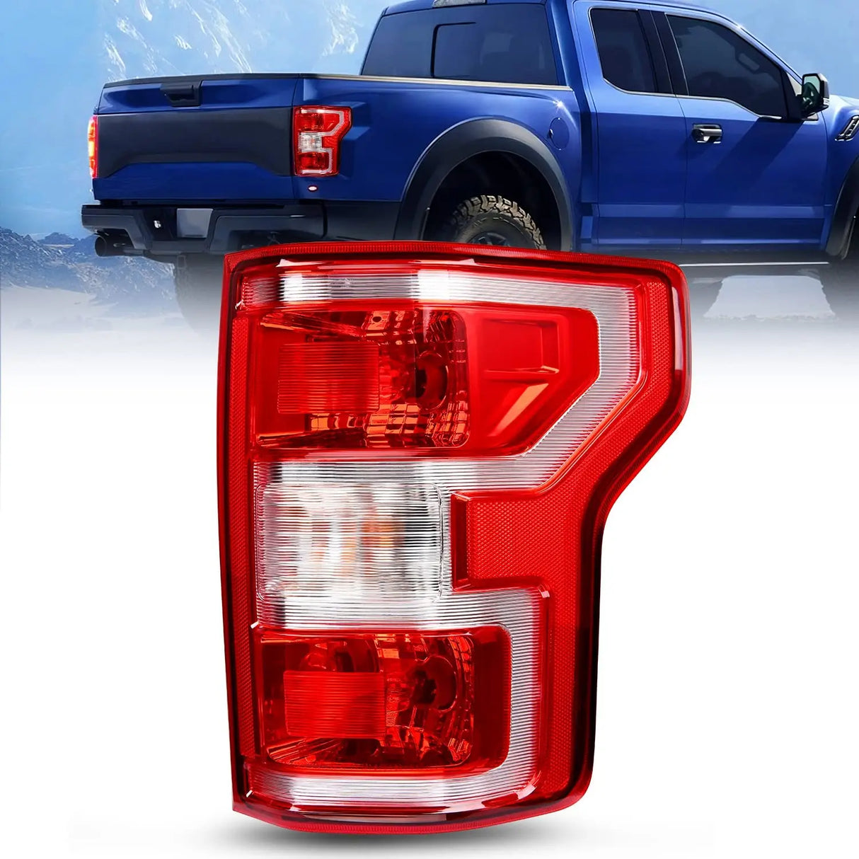 2018-2020 Ford F150 Taillight Assembly Rear Lamp Replacement OE Style Red Housing with Bulbs and Harness Passenger Side Nilight