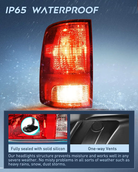 Trailer Light Nilight Driver Side Taillight Assembly for 2009 2010 2011 2012 2013 2014 2015 2016 2017 2018 Dodge Ram 1500 2500 3500 Rear Lamp Replacement OE Style w/Bulbs and Harness Left Side, 2 Year Warranty