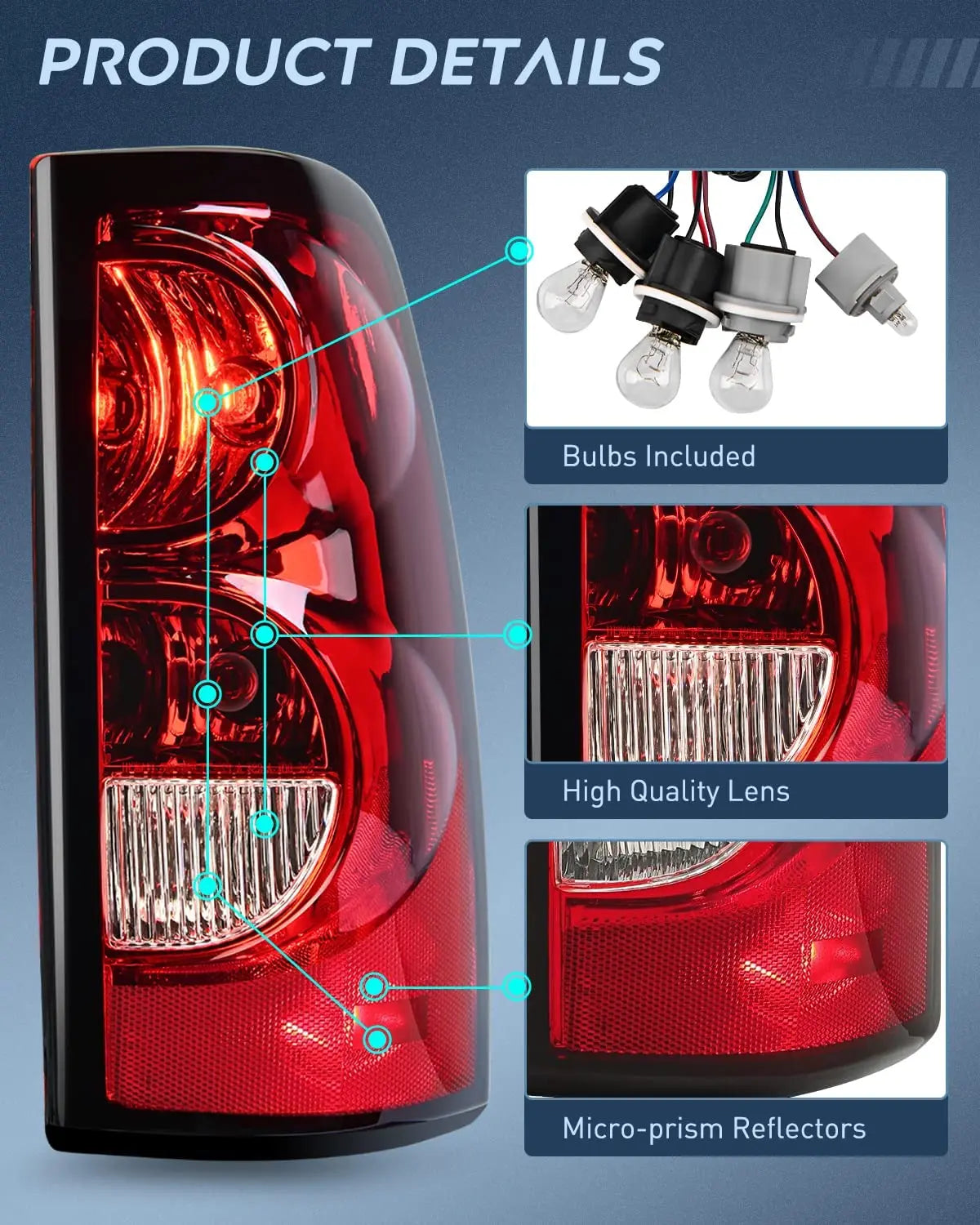 Trailer Light Nilight Taillight Assembly for 2003 2004 2005 2006 Chevy Silverado 1500 1500HD 2500 2500HD 3500 2007 Chevy Silverado 1500 2500 3500 Classic OE Style Taillight Rear Lamp w/Bulb Harness, 2 Year Warranty