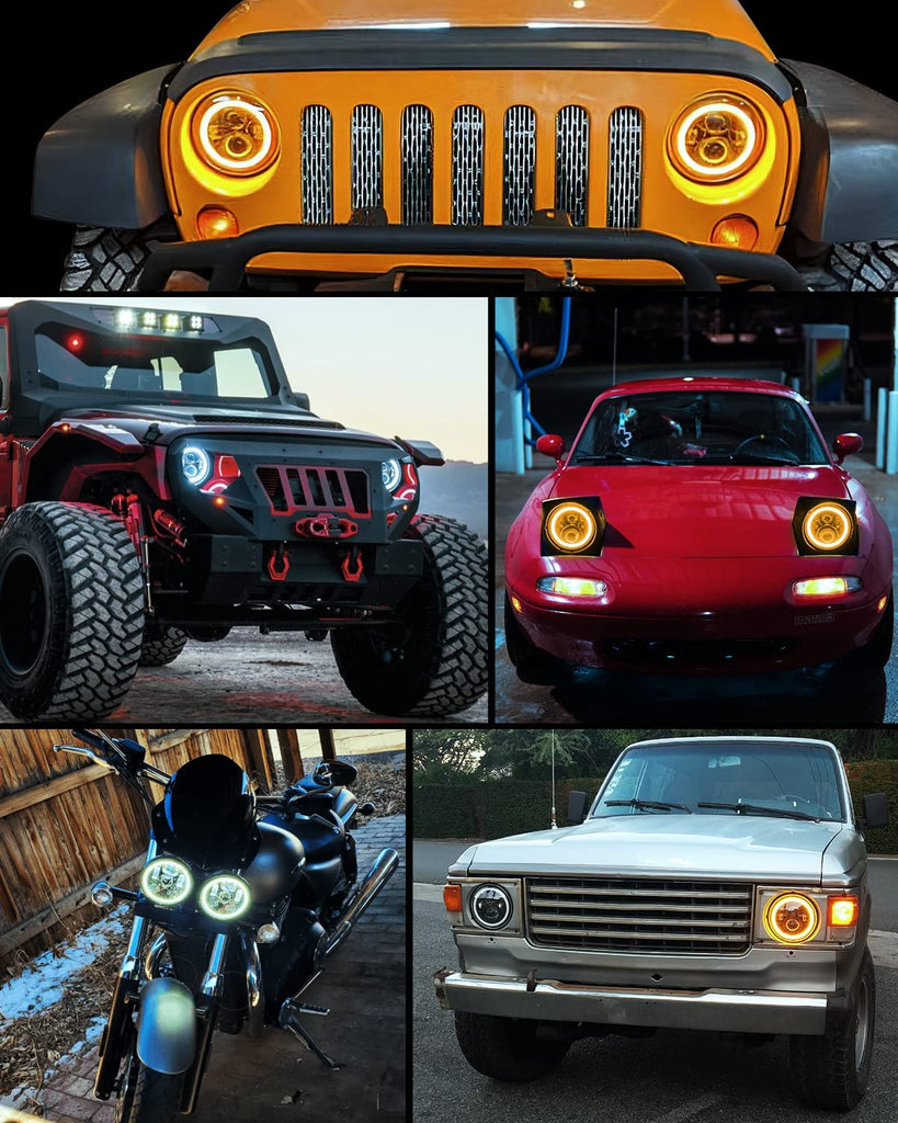 7 LED Halo Headlights For 2007-2017 Jeep Wrangler JK JKU (Pair) – Nilight