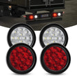 4" Red White Round 12Leds Tail Light (2 Pairs) Nilight