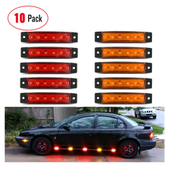 3.8 Inch 6 LEDs Red Amber Side Marker Lights (10 Pcs)