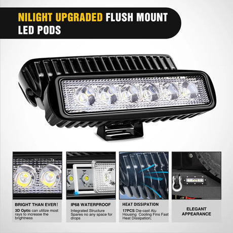  Nilight Upgraded Flush Mount Led Pods